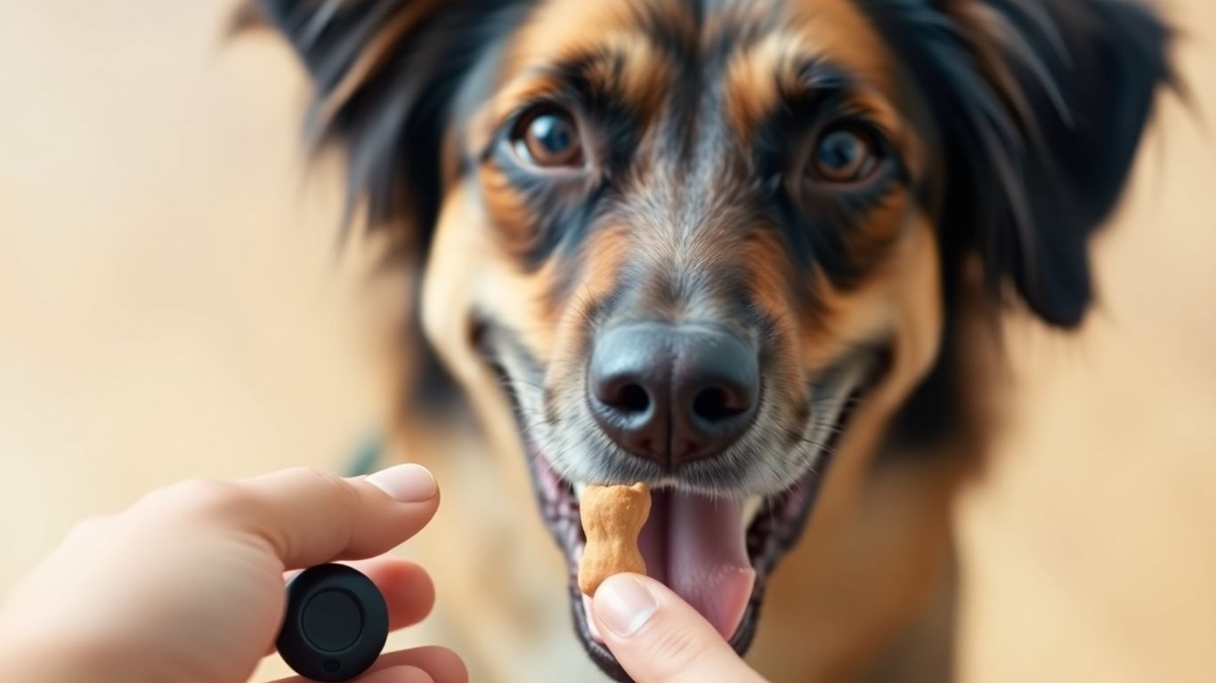 Dog training with clicker and treats