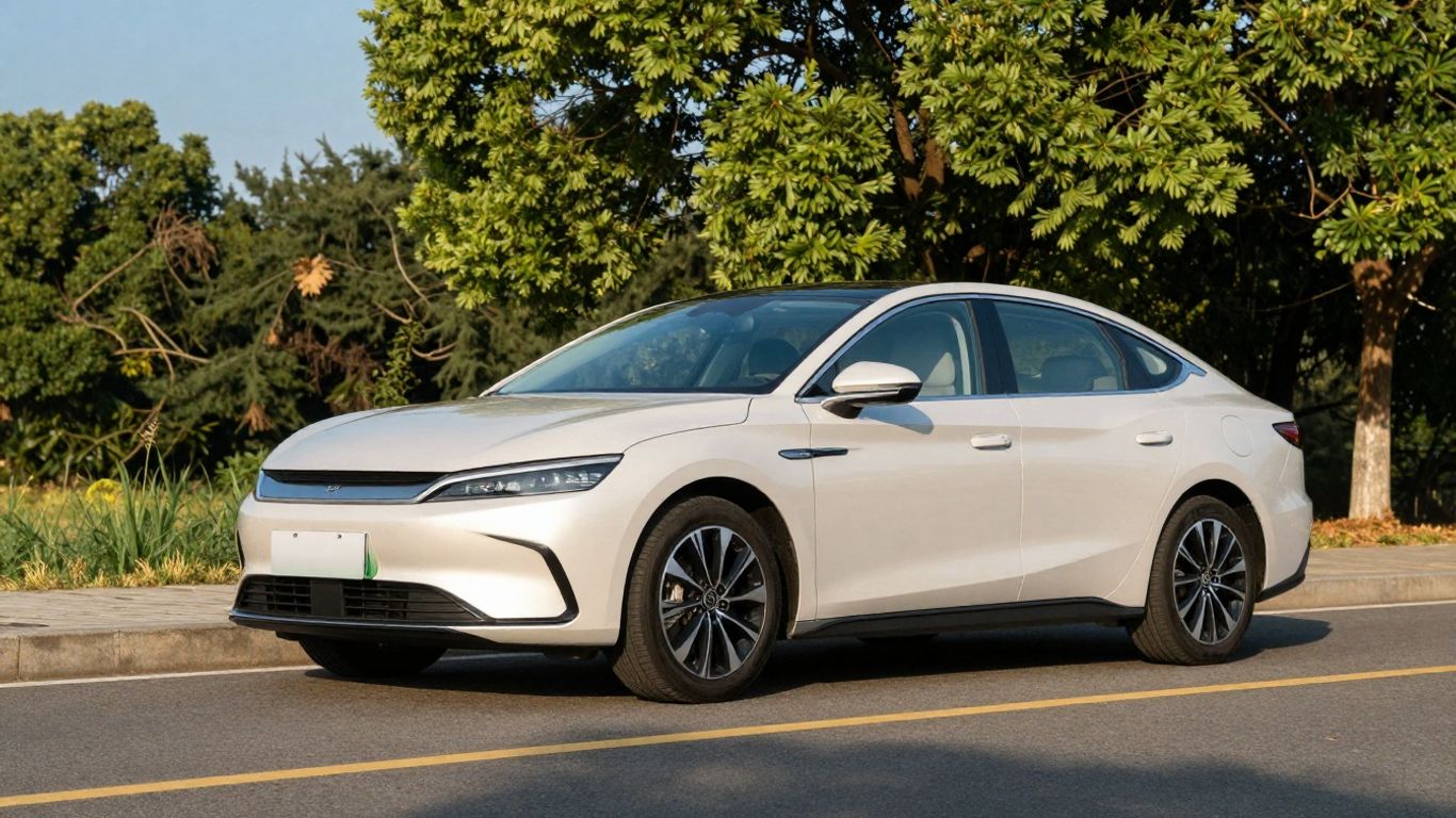 Carro econômico e confiável em estrada ensolarada.