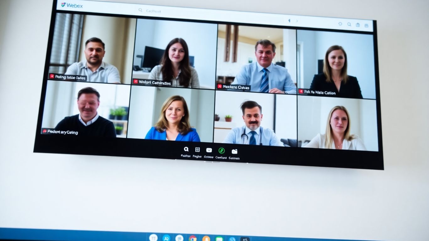 Webex video conferencing interface with active participants