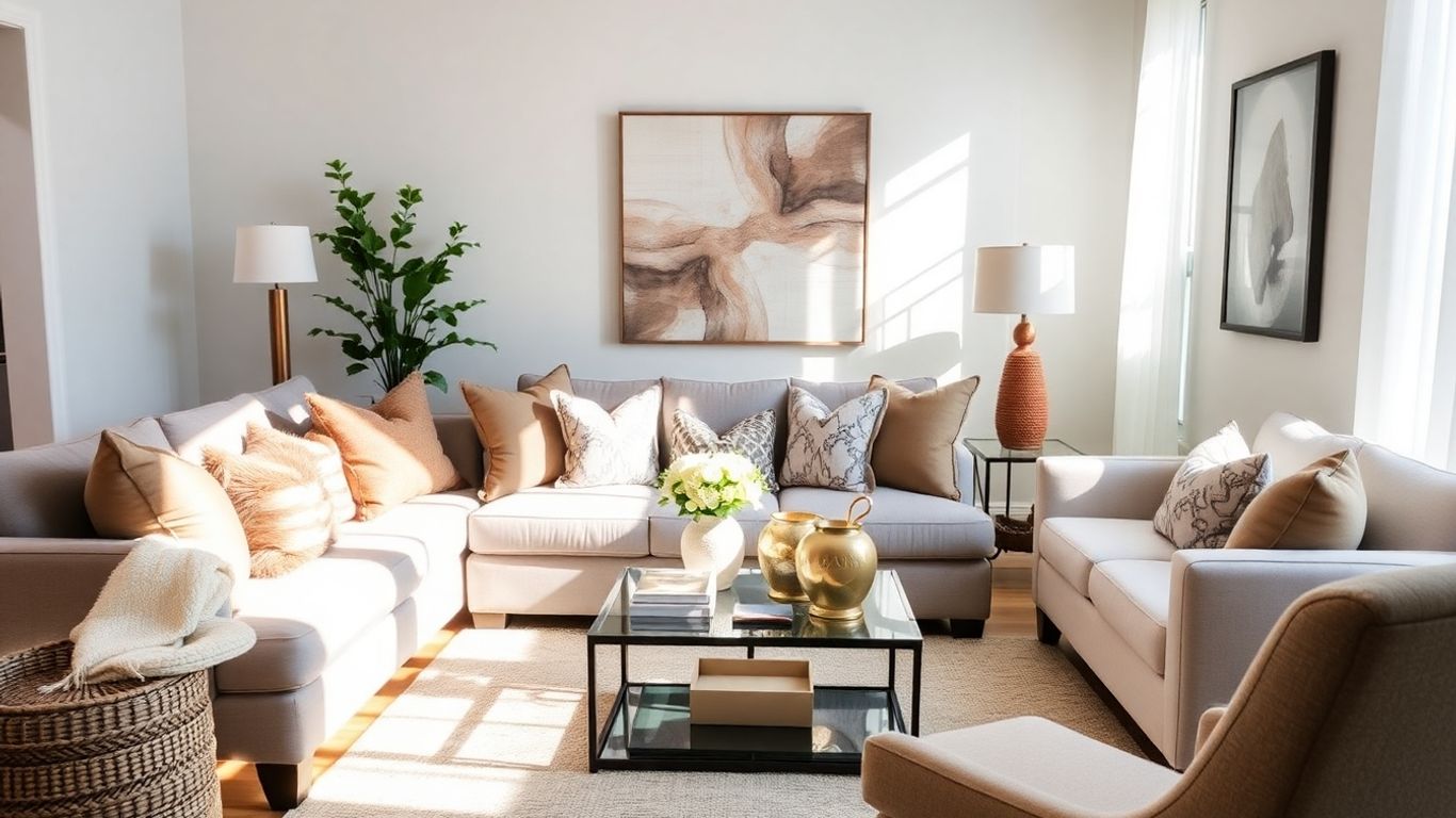 Cozy living room with stylish furniture and decorative accents.