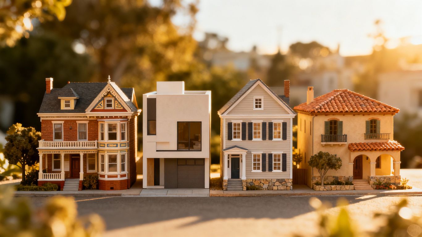 Four distinct houses forming a foundational structure.