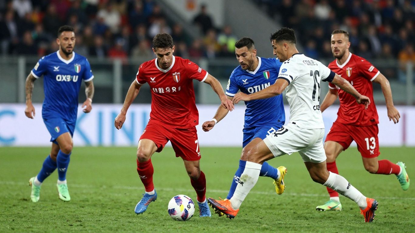 Coppa Italia football match action on the pitch.