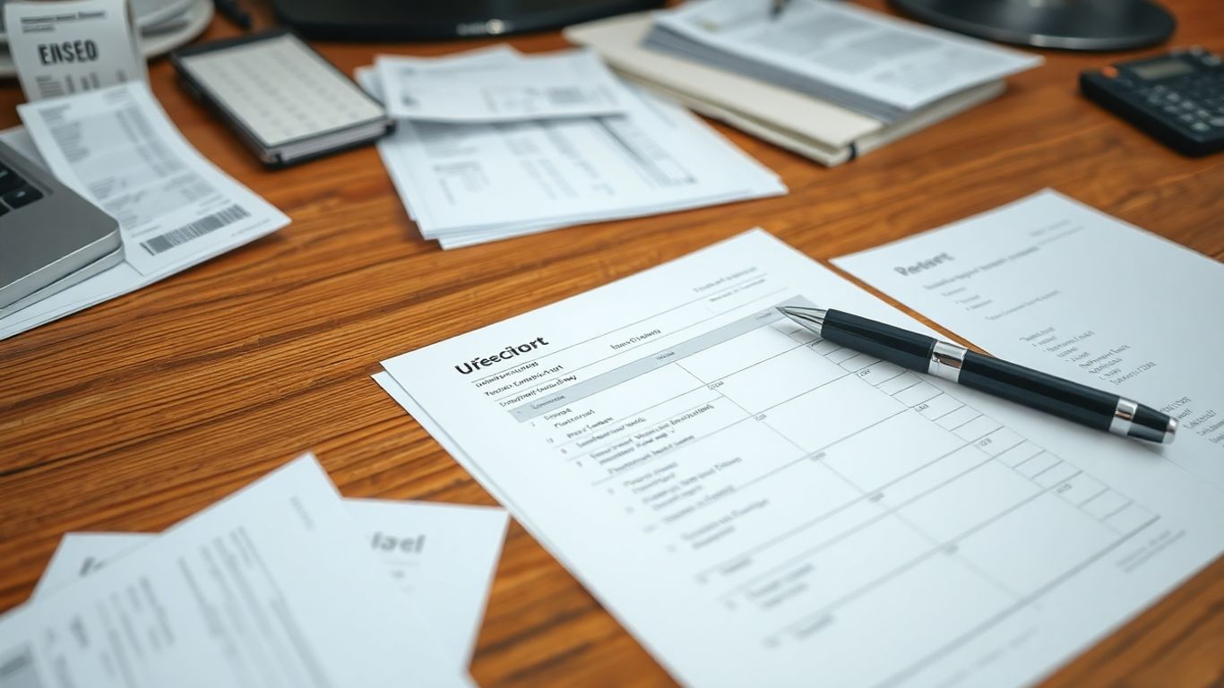 Belege und Formulare auf einem Schreibtisch