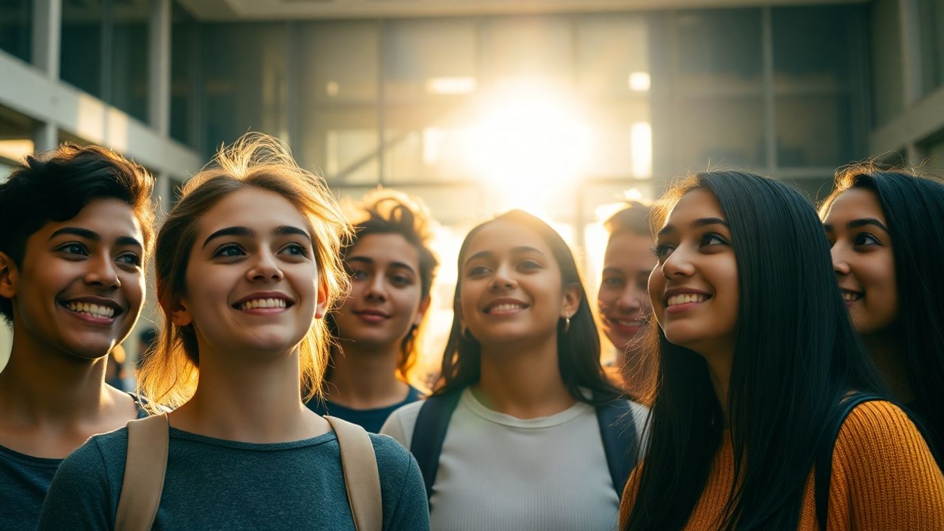 Estudantes felizes recebendo dinheiro de volta.