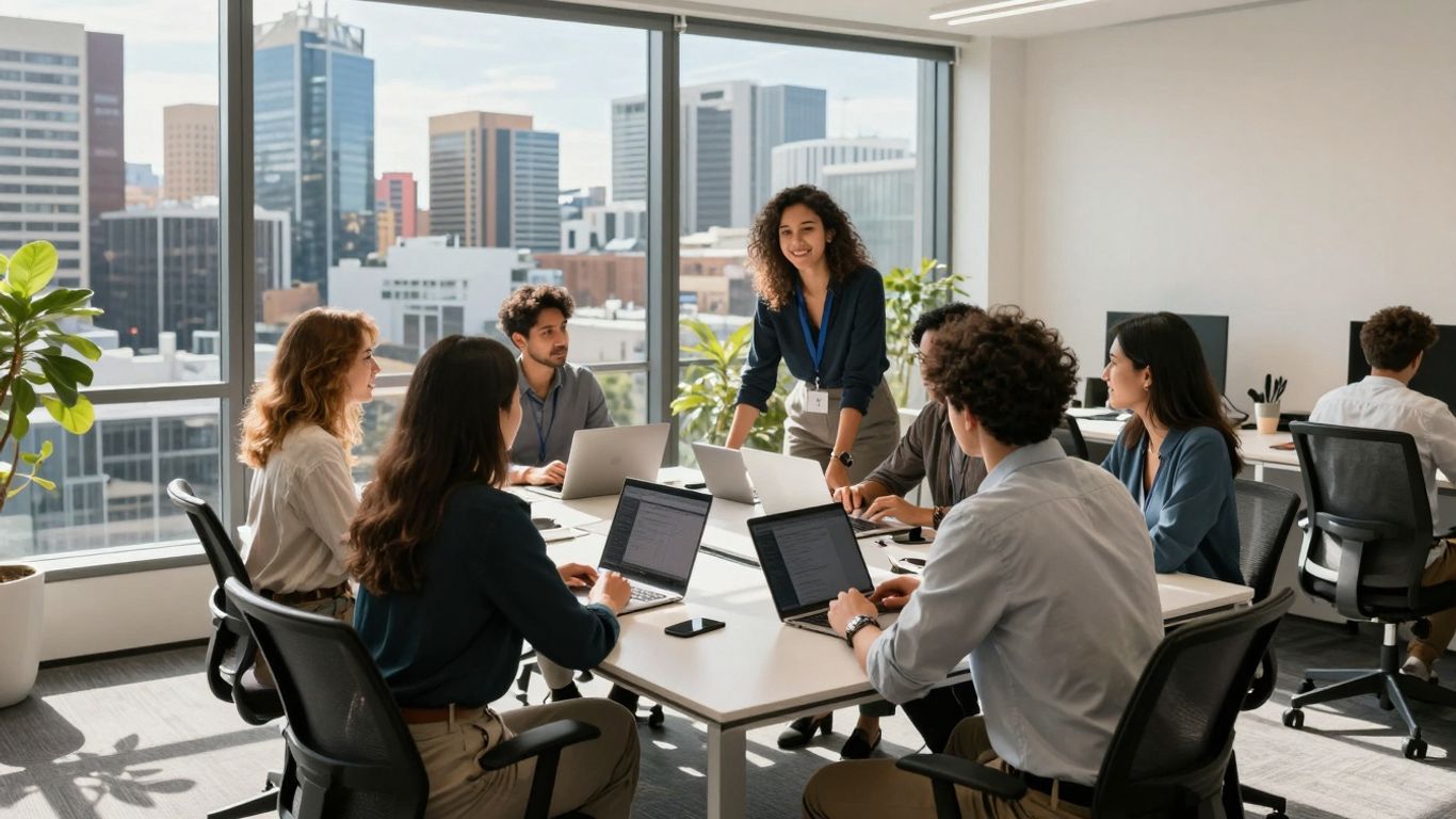 Zepto Payments team collaborating in a modern office.