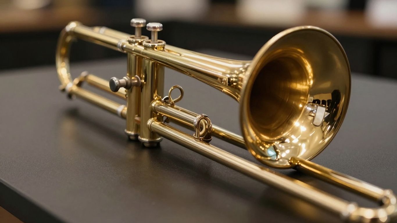 Posaune auf dunklem Hintergrund