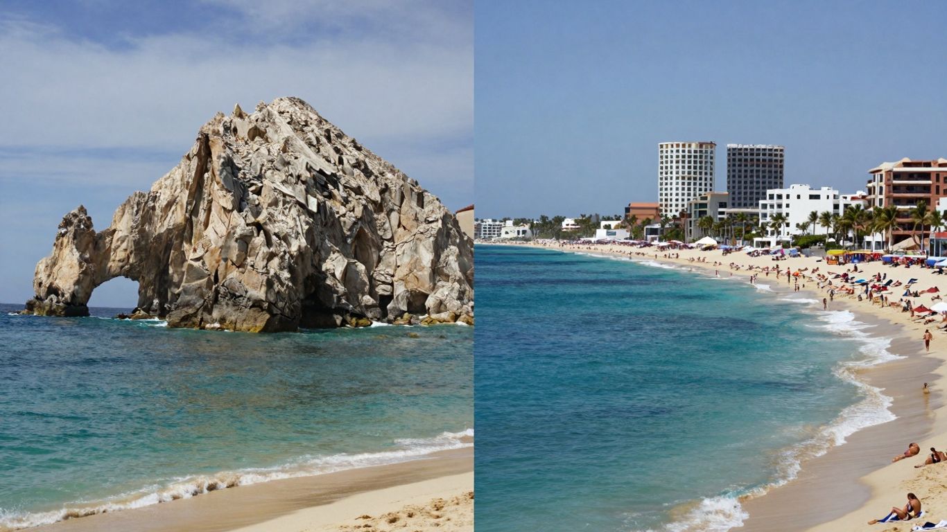 Cabo and Cancun beaches side-by-side