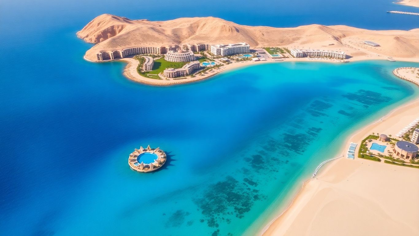 Sharm El Sheikh resorts and beaches from above.
