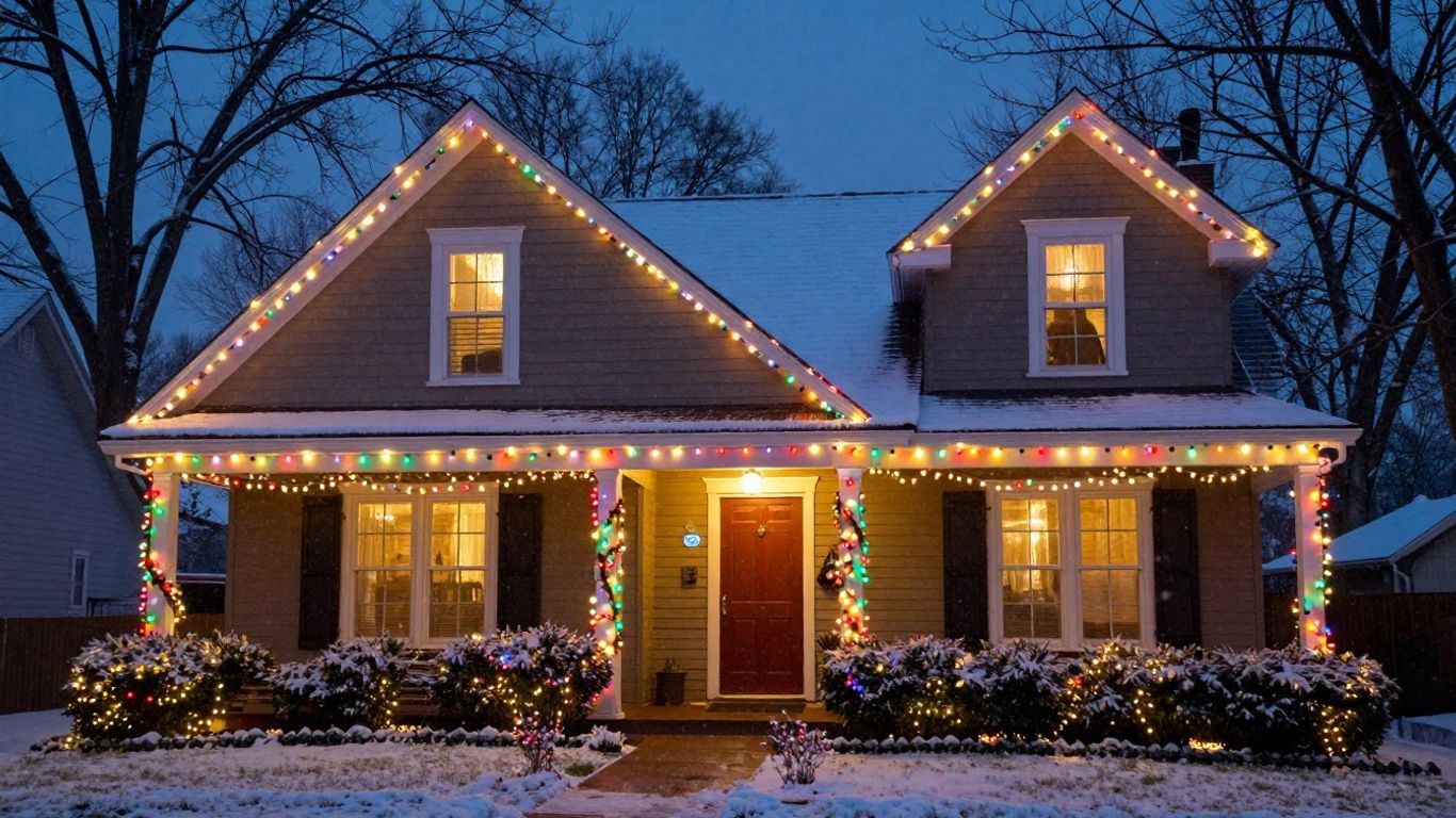 Edwardsville home decorated with bright Christmas lights.