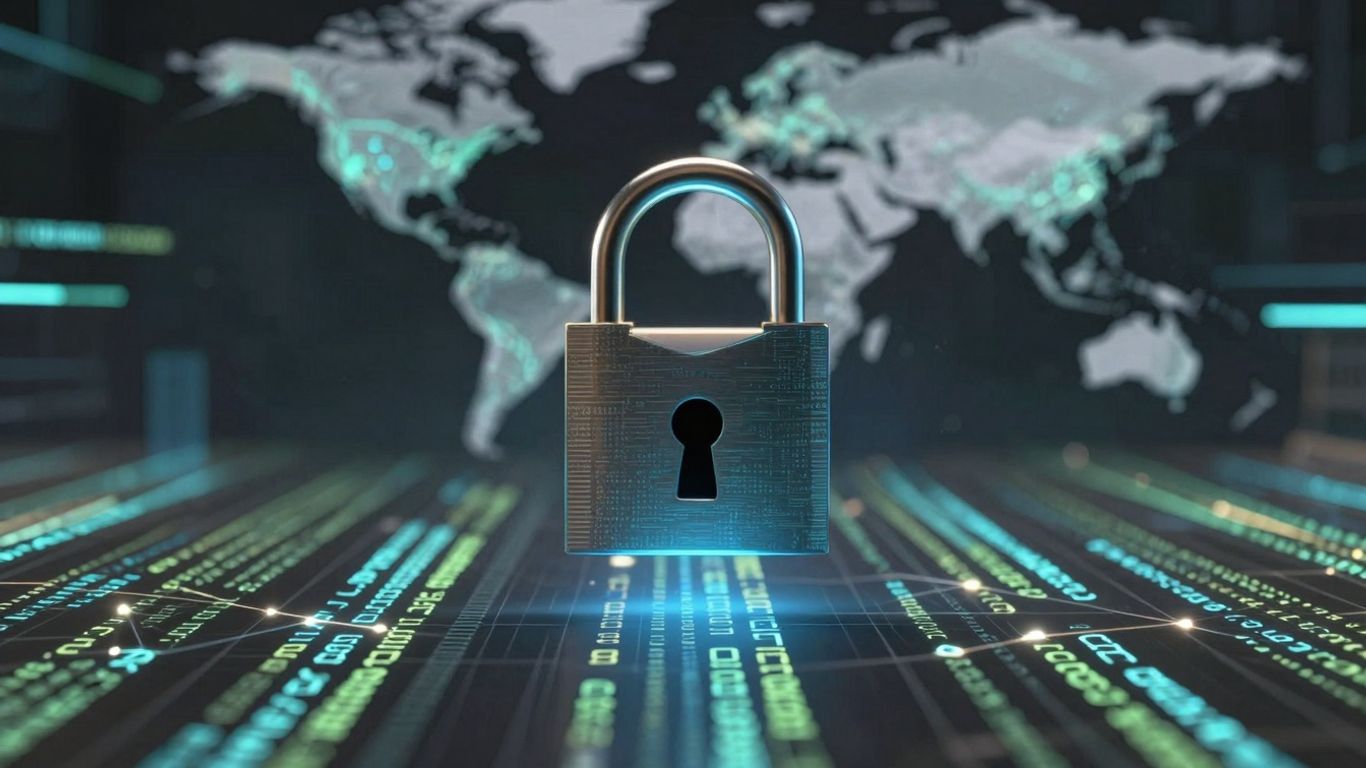 Amenințări cibernetice globale, securitate digitală, rețea interconectată.