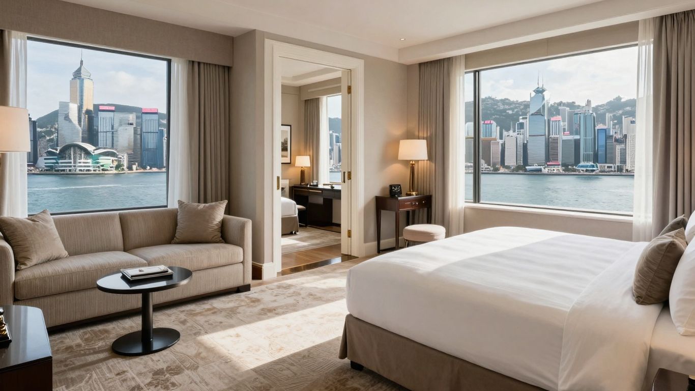 Connecting hotel rooms with city view