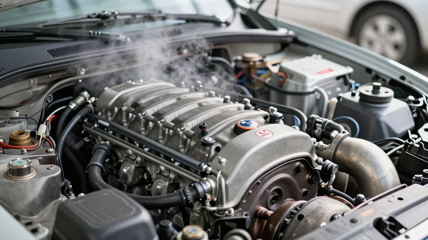 Subaru engine overheating steam rising from radiator