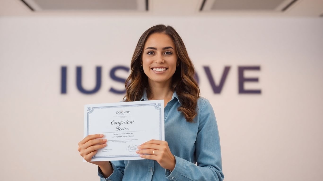Person holding a certificate, looking trustworthy.