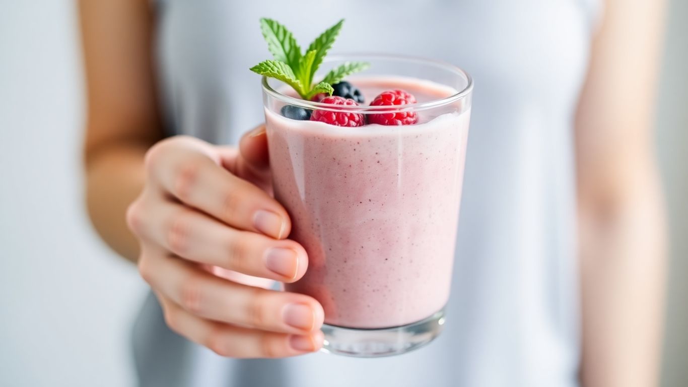 Vegan post-workout recovery drink with berries.