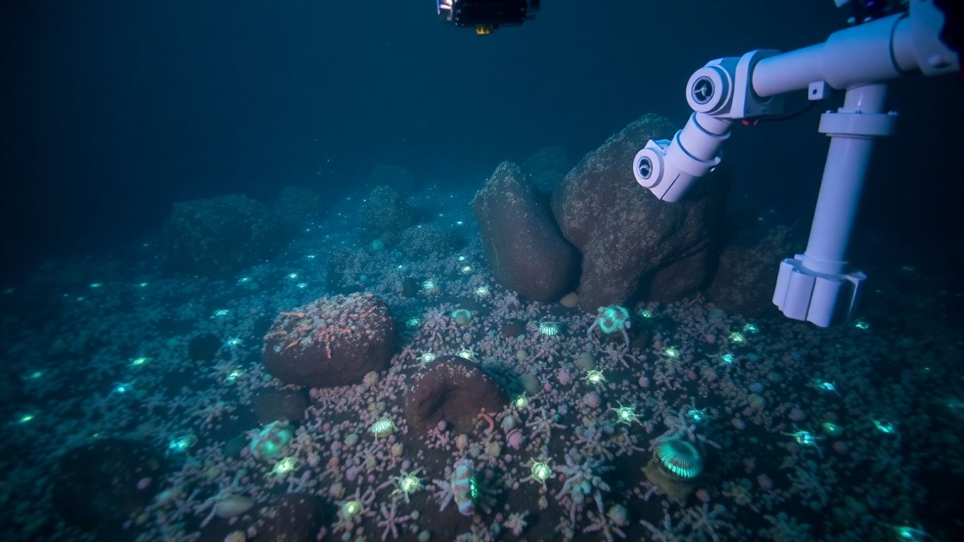 AI-powered submersible exploring diverse Antarctic seafloor life.
