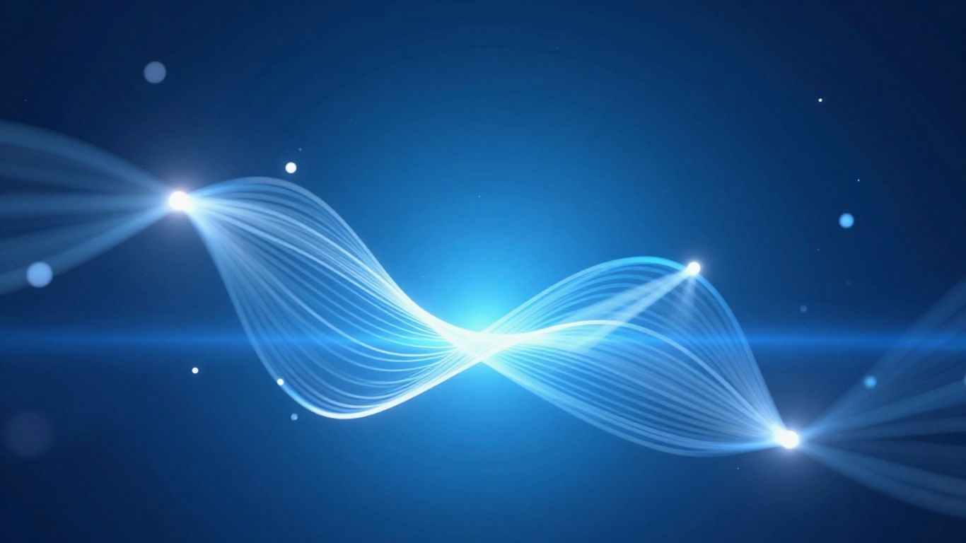 Abstract flowing light patterns suggesting innovation and connectivity.