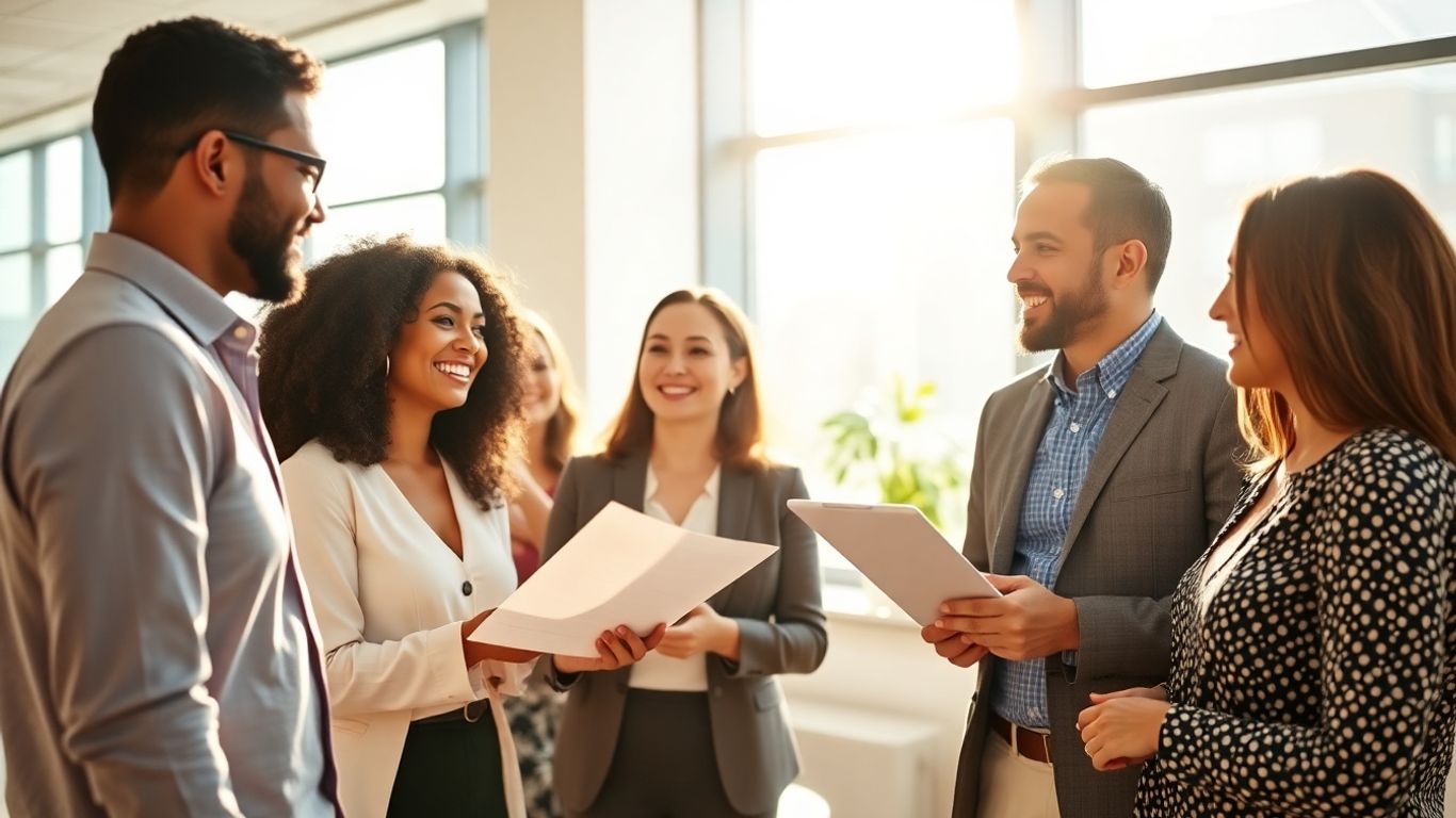 Admin professionals working together in a modern office.