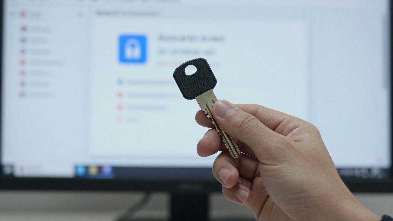 Mano sosteniendo llave digital para activar Office 2019.