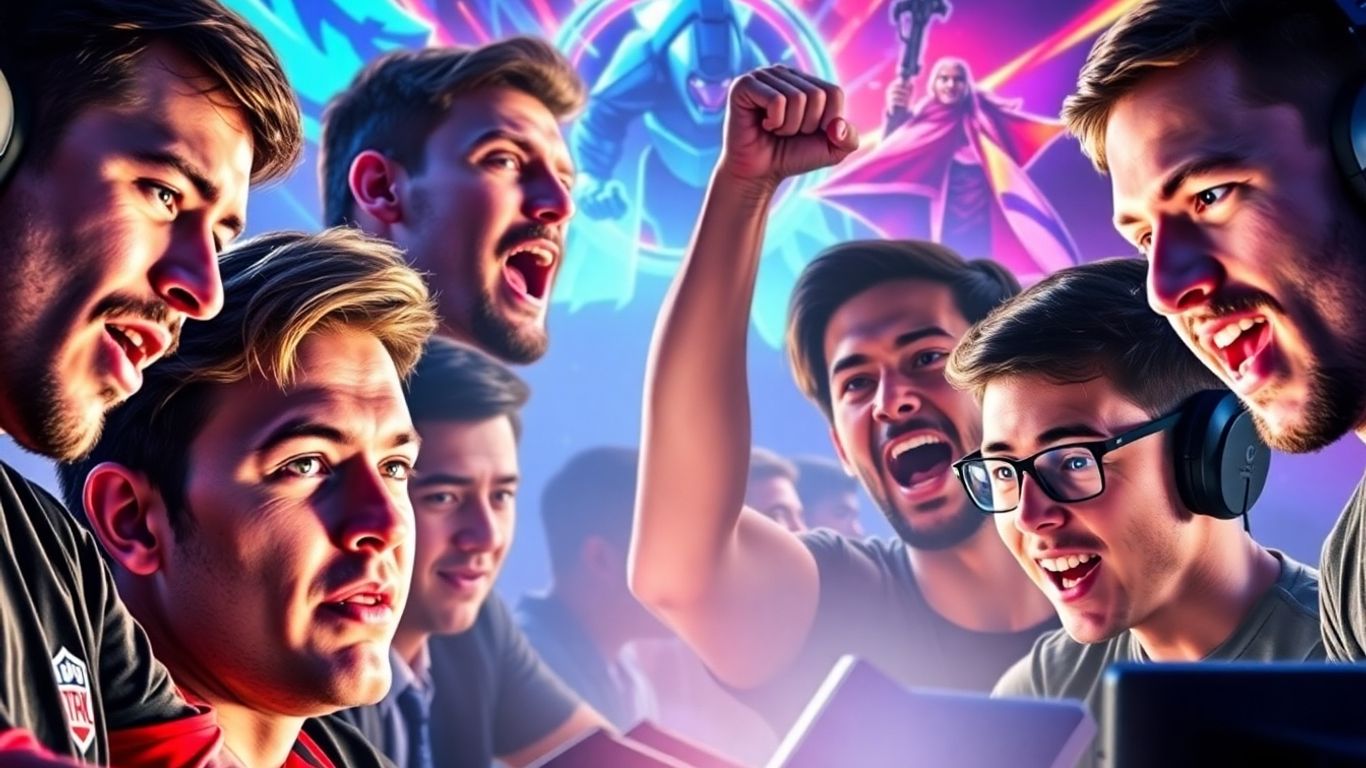 Esports legends in intense gaming moments.