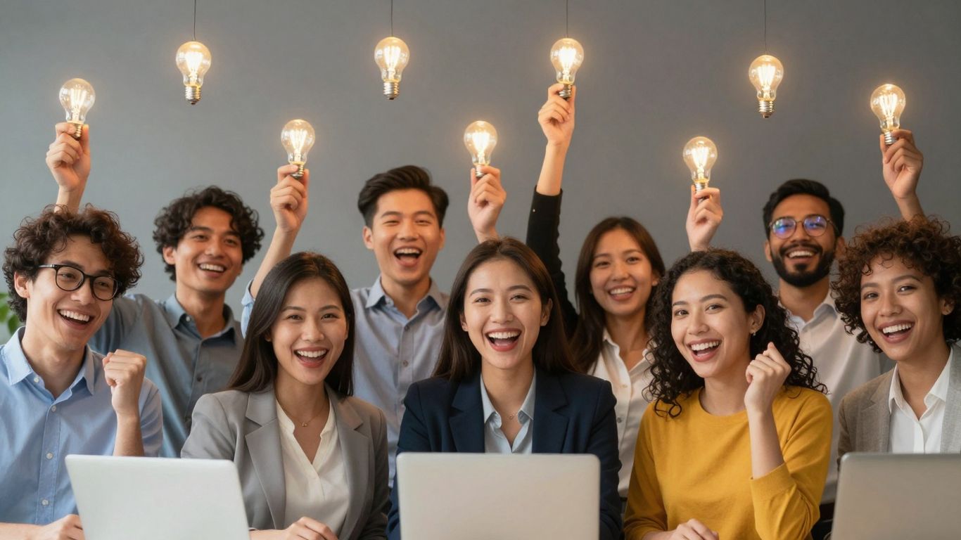 Crowdsource ideas. People brainstorming ideas for business growth.