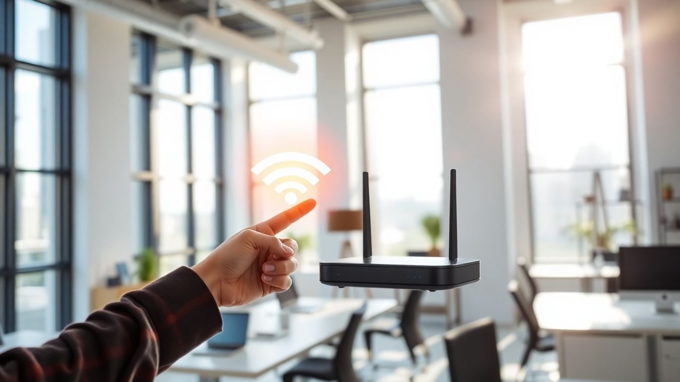 Empresa com sinal Wi-Fi forte e moderno.