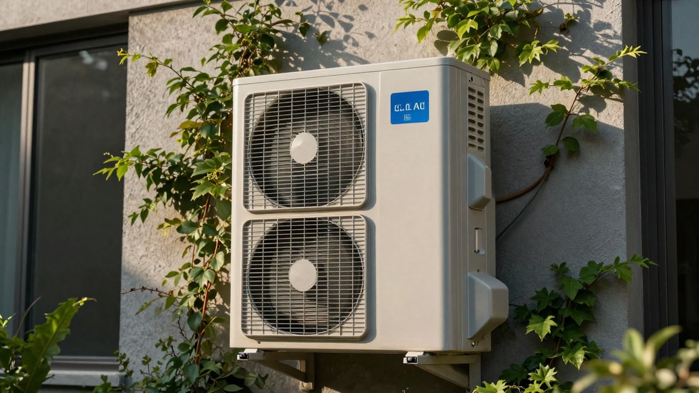 Moderne Klimatechnik und grüne Natur im Einklang.