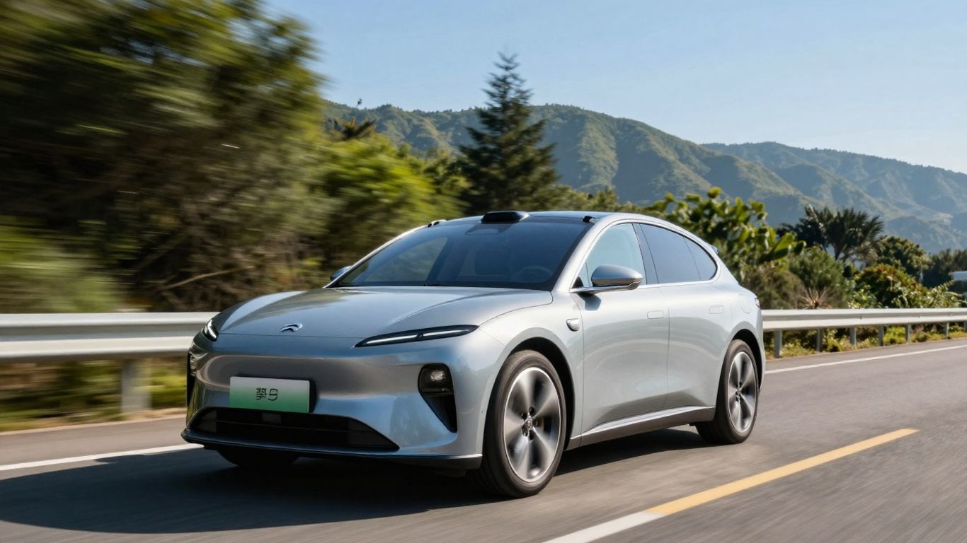 Electric SUV on a scenic coastal road trip.