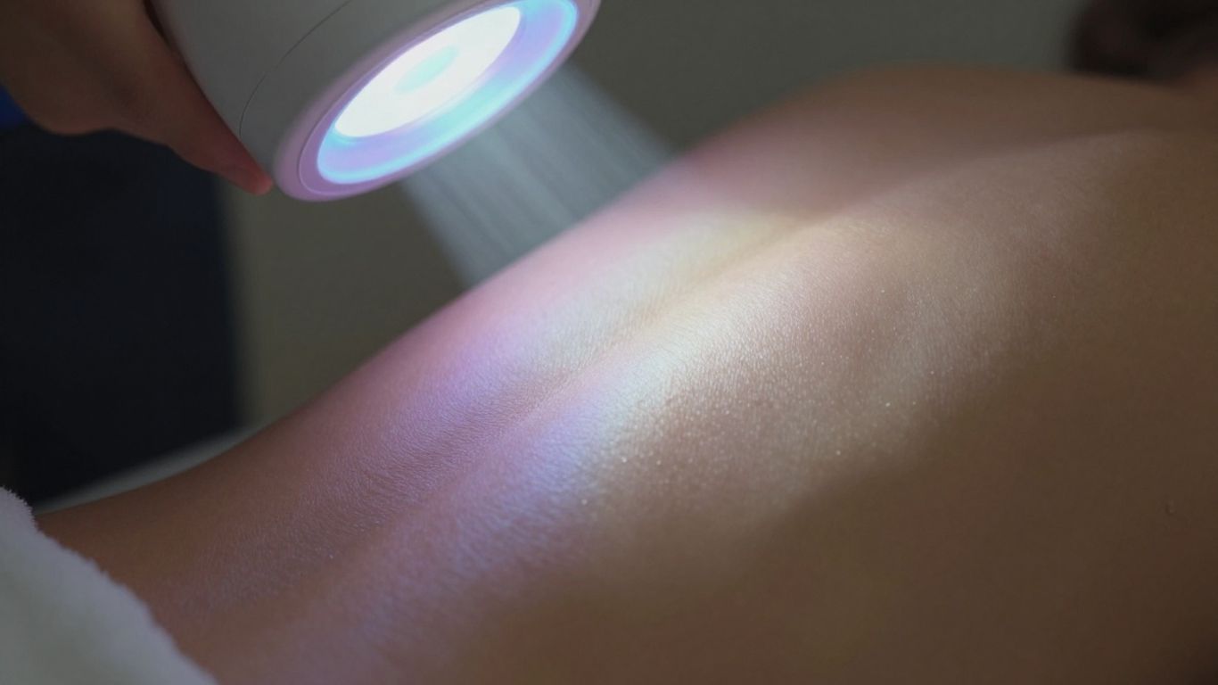 Lumière colorée interagissant avec la peau humaine.