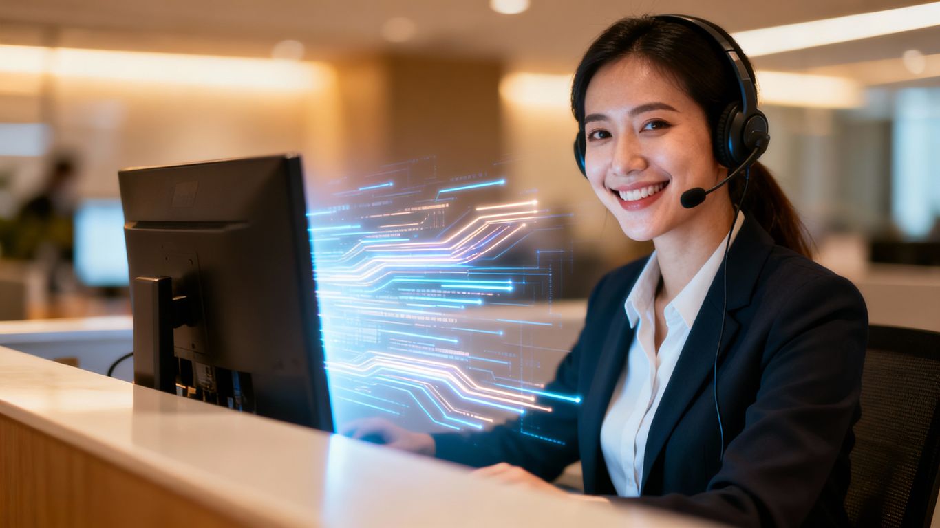 24/7 service desk support agent helping a customer.