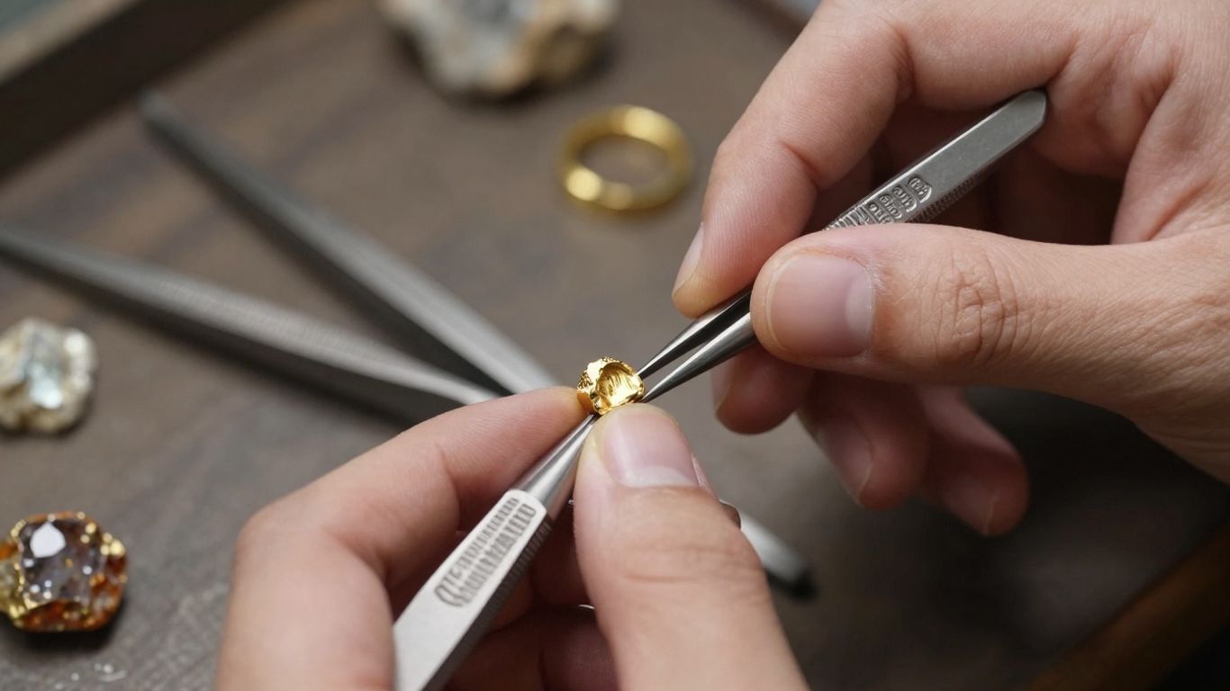 Joaillier travaillant avec de l'or recyclé et des pierres locales.