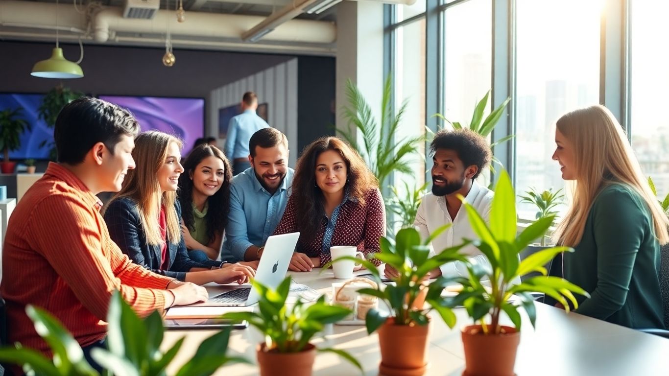 Team arbeitet konzentriert an Content Marketing Strategien 2025.