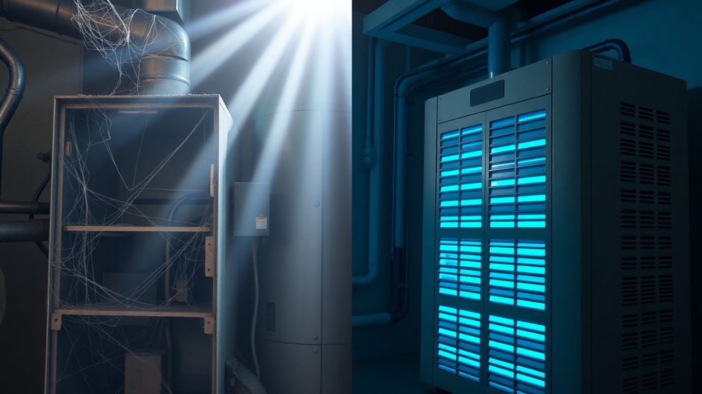 Modern vs. old furnace comparison
