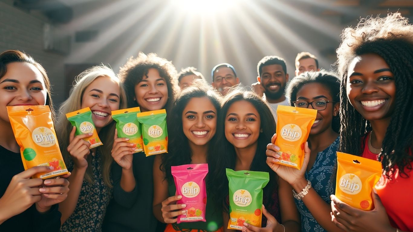 People smiling with Bhip products