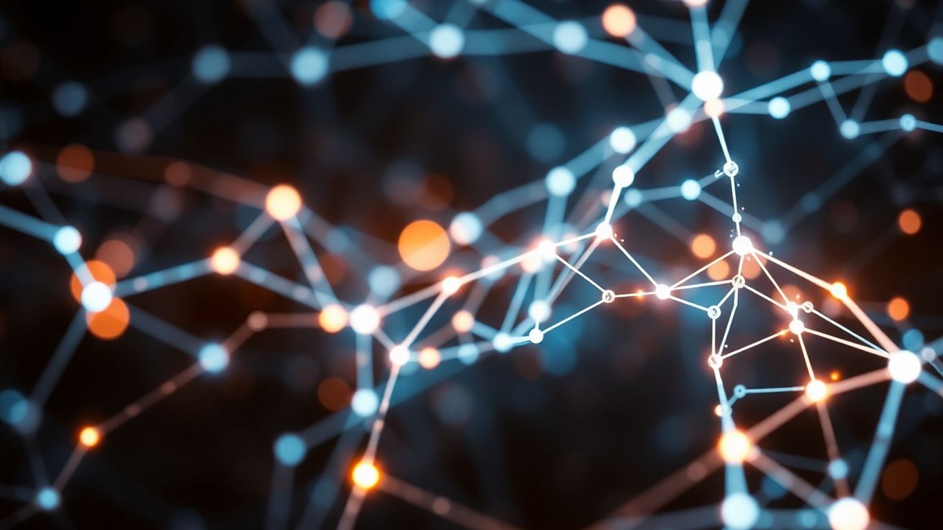 AI neural network patterns with futuristic digital elements.