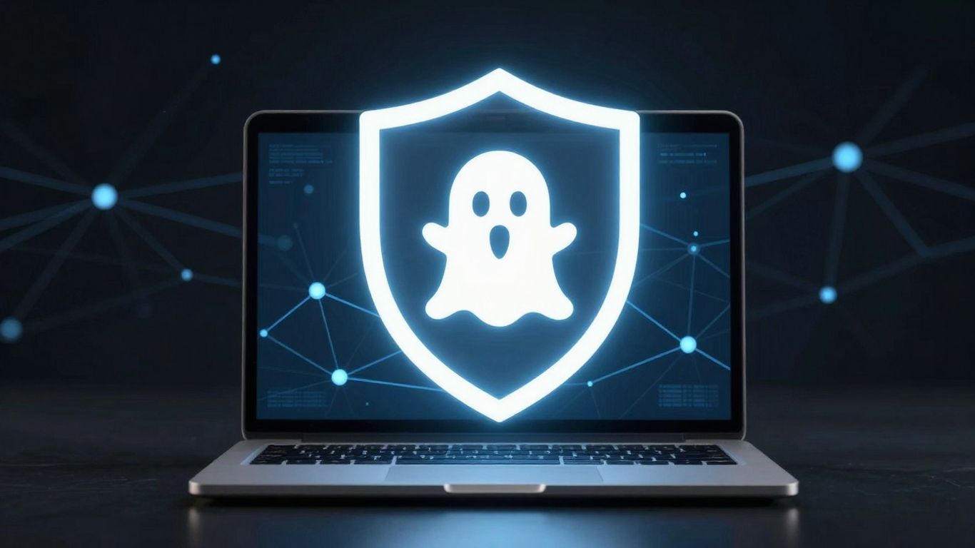 Icône fantôme protégeant un ordinateur portable