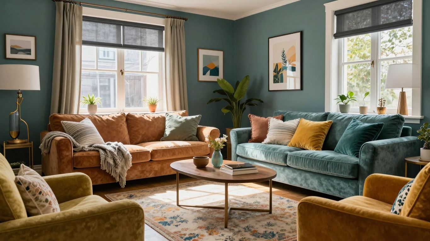 Airbnb interior design with a focus on color psychology.