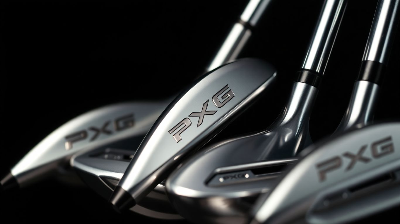 PXG golf irons with polished metal finish.