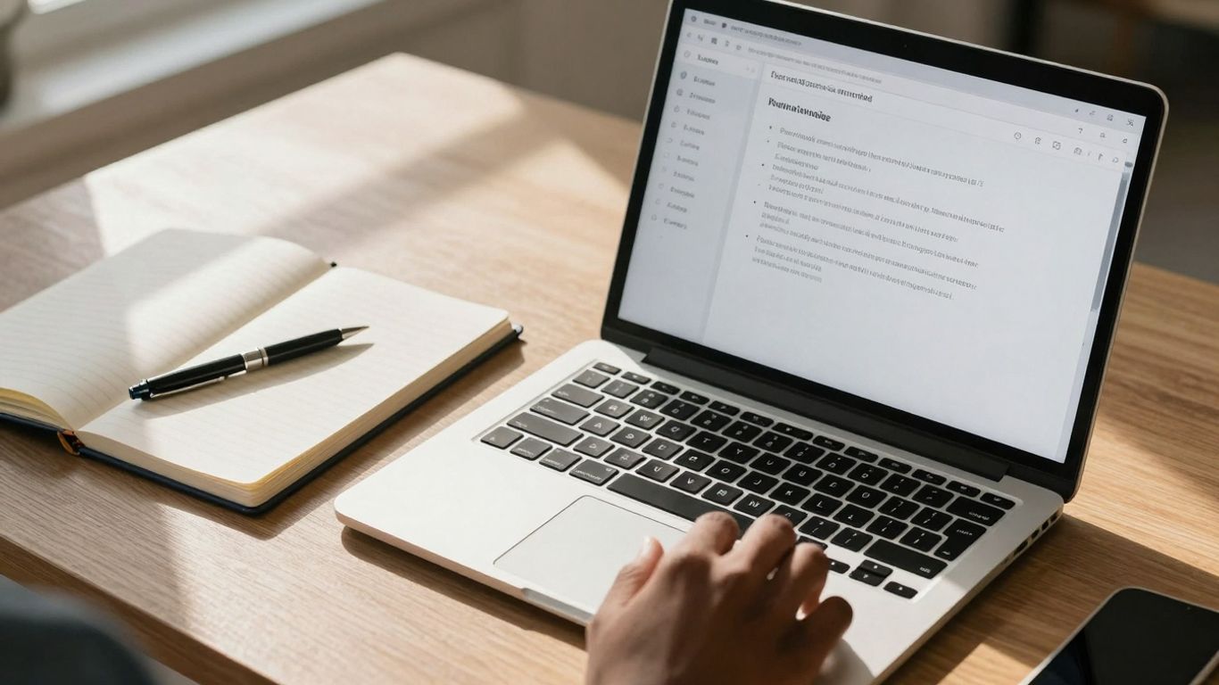 Simple CRM interface on a laptop for solo freelancers.