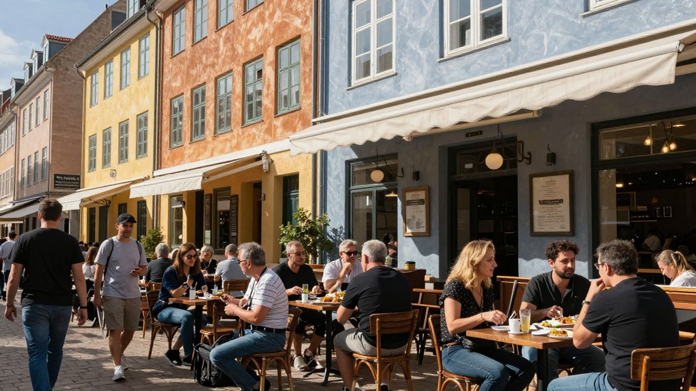 Localnici bucurându-se de mâncare la un restaurant autentic.