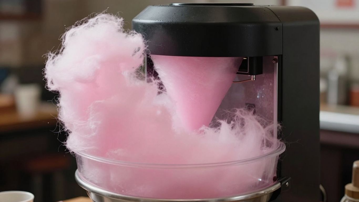 Chef Buddy cotton candy machine spinning pink floss.