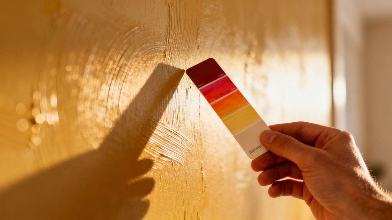Interior wall finishes and paint swatches.