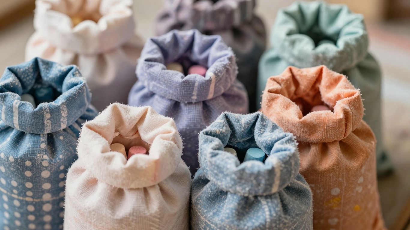 Colorful chalk bags for climbing