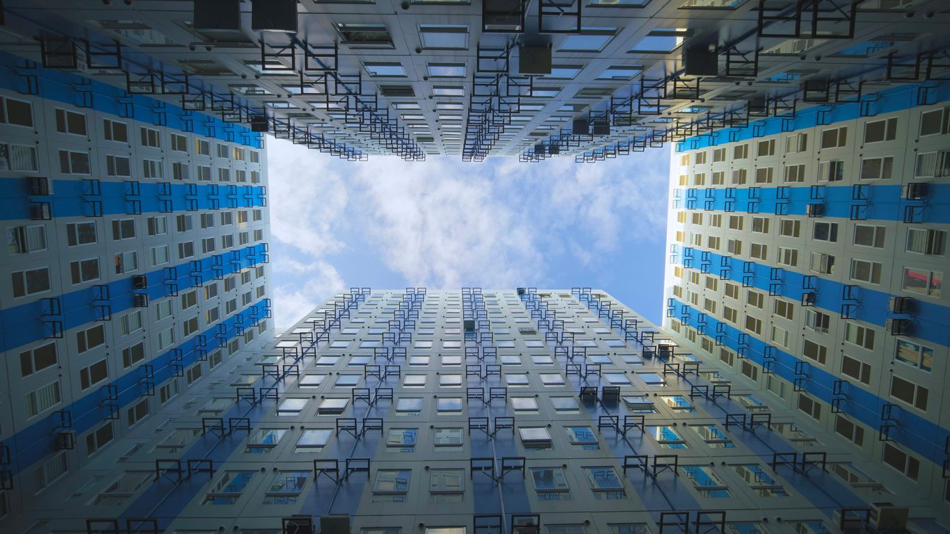 a very tall building with lots of windows