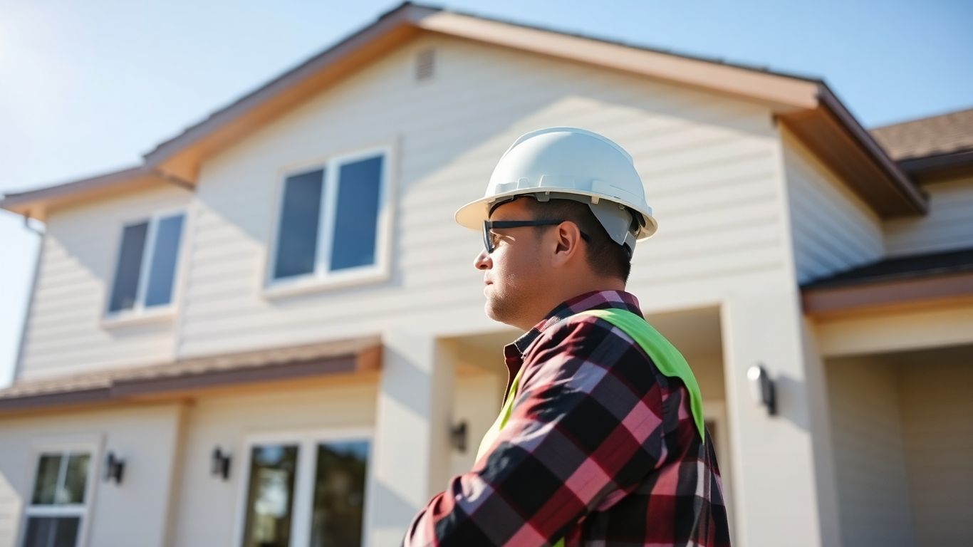 Contractor inspecting a new house construction