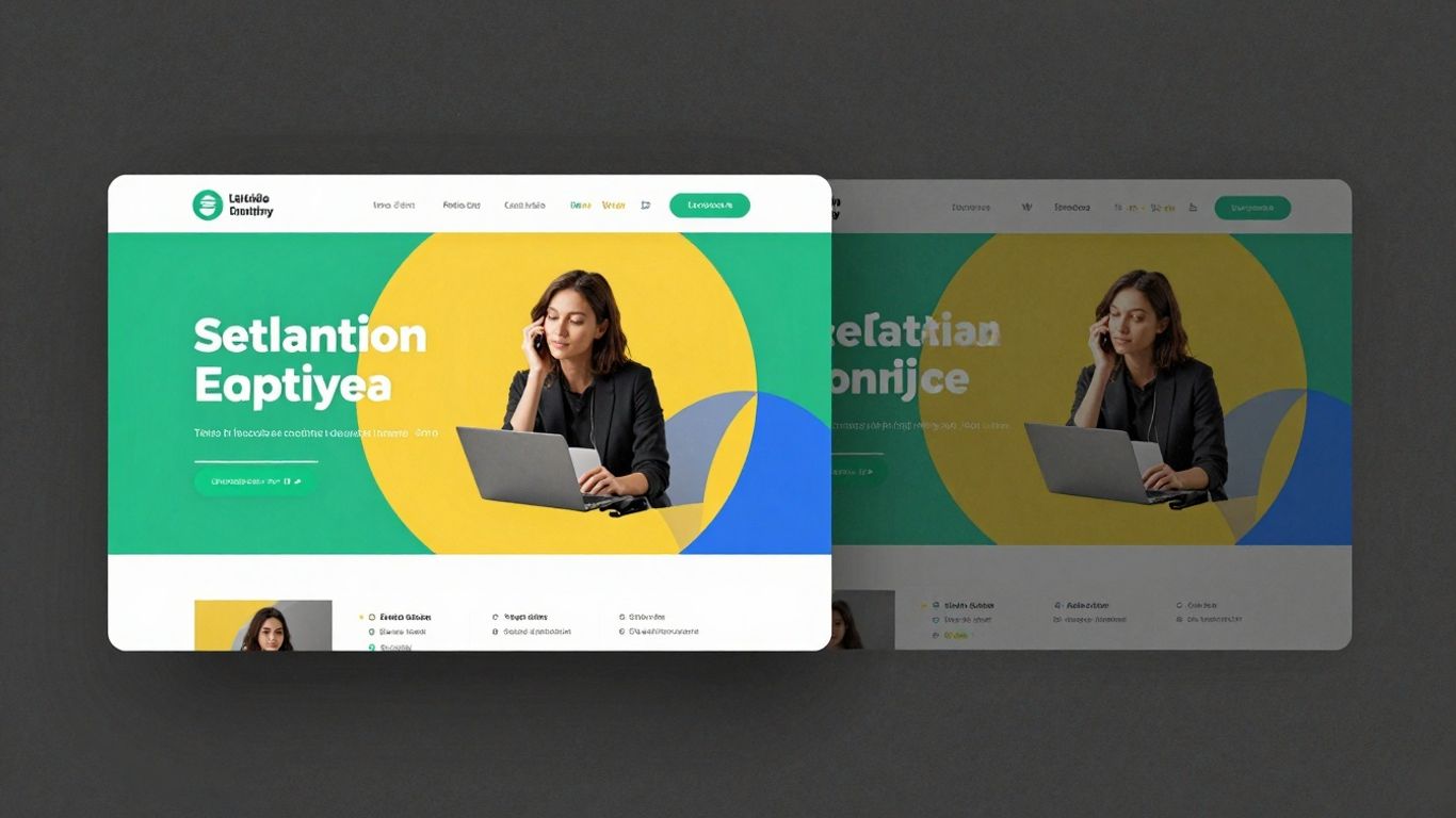 Landing page design variations for lead generation testing.