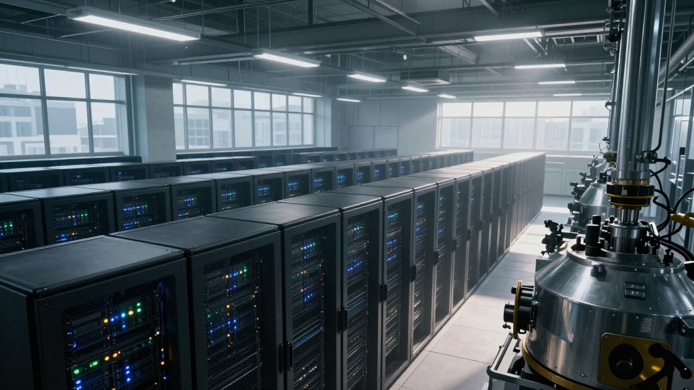 Argo Blockchain's server farm with blinking lights.