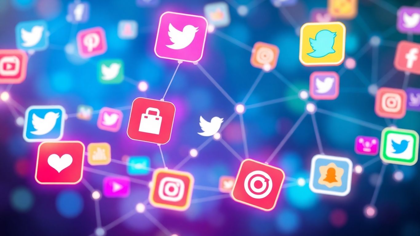 เครือข่ายไอคอนโซเชียลมีเดียเชื่อมต่อกัน