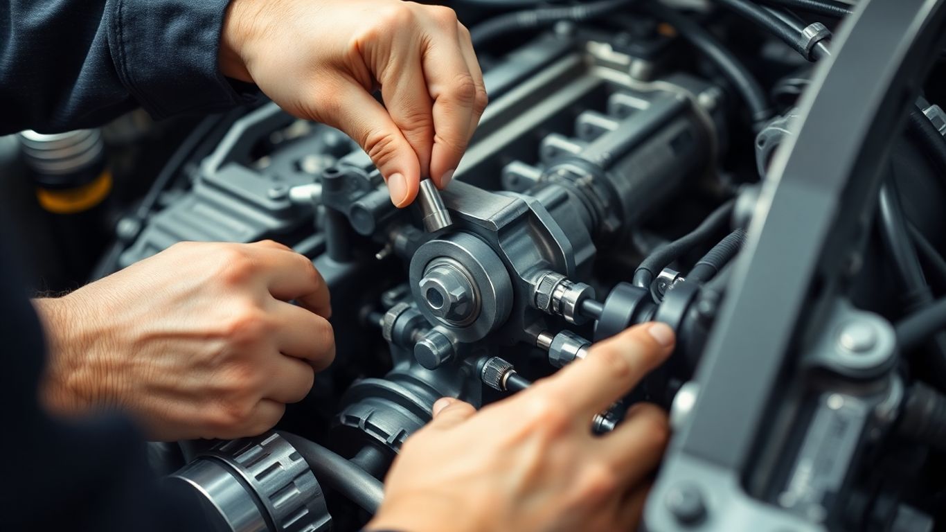Mechanic repairing a car engine