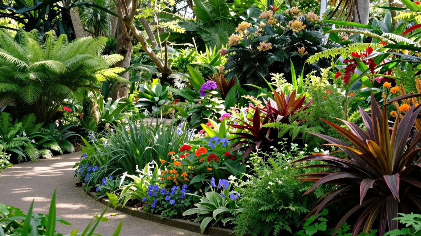 Groene planten en bloemen in de Botanische Tuin Utrecht.