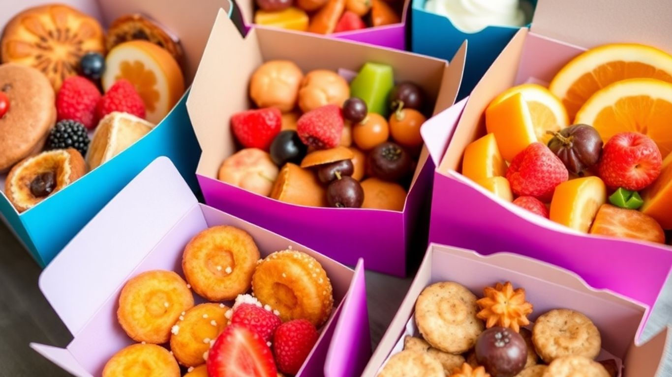 กล่องขนมหลากหลาย สีสันสดใส น่ารับประทาน